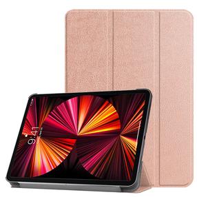 iLike Tri-Fold Plāns Eko-Ādas Statīva Maks Apple iPad 9.7'' (2017) / (2018) / Air (2013) / Air2 (2014) Rozīgi Zeltaina