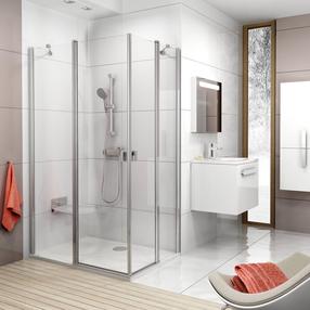Dušo sienelė Ravak Chrome CRV2-90, 90 cm x 195 cm x 90 cm, skaidri sp./grūdintas