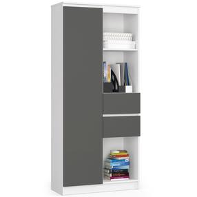 Biuro spinta Akord R15, balta sp./pilka sp., 180 cm x 80 cm x 35 cm