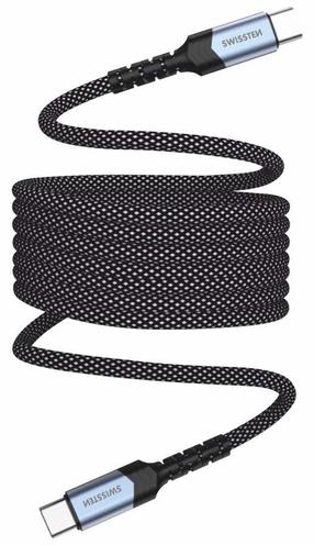 Vads Swissten, 2 x USB Type-C, 100 cm, melna krās., 60 W