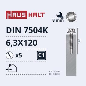 Pašvītņojošā skrūve Haushalt, 6.3 mm x 120 mm, 5 gab.