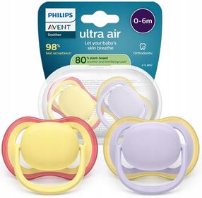 Čiulptukų rinkinys Philips Avent Ultra Air, 0 mėn., raudona sp./geltona sp./violetinė sp.