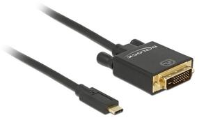 Vads Delock USB-C > DVI 24+1 (ST-ST) 4K 30Hz USB C male, DVI-D male, 2 m, melna krās.