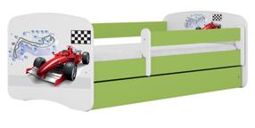 Vaikiška lova Kocot Kids Babydreams Formula, balta sp./žalia sp., 80 x 180 cm, su patalynės dėže, be čiužinio