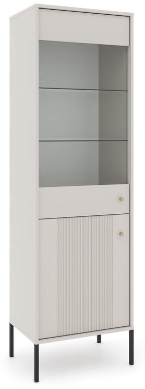 Vitrina Iseo, juoda sp./kreminė sp., 39 cm x 54 cm x 180 cm