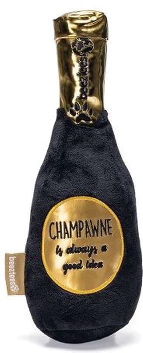 Žaislas šuniui, pliušinis Beeztees Champagne Bottle 2400061, 30 cm, aukso sp./juoda sp., 30
