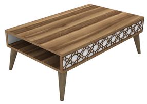 Kohvilaud Kalune Design City, valge v./pähklipuu v., 105 cm x 60 cm x 36.6 cm
