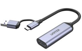 Adapteris Unitek Grabber USB-C/USB, HDMI 1.4b, sudraba krās./melna krās.