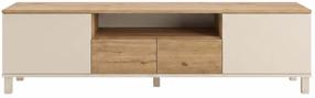 TV skapītis Kalune Design Mood MD1-CS, ozola krās./smilškrāsas, 35 cm x 180 cm x 49.2 cm