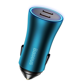 Automobilinis įkroviklis Baseus CGJP000003, 2 x USB-C, mėlyna sp., 40 W