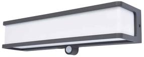 Sieninis lauko šviestuvas Lutec Doblo Solar PIR, 16.5W, LED, IP54, tamsiai pilka sp., 9.1 cm x 9 cm