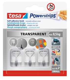 Drabužių kabliukas Tesa Powerstrips, skaidri sp.