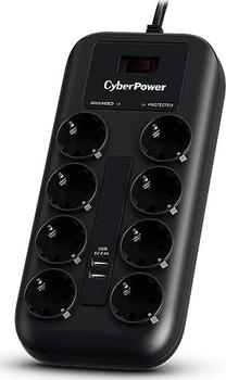 Pikendusjuhe CyberPower P0820SUF0-DE, 1.8 m, 8 pesa, lülitiga, must v.