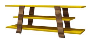 TV staliukas Kalune Design Flower, geltona sp./riešuto sp., 120 cm x 33.6 cm x 42 cm