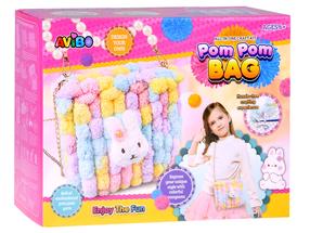 Radošais komplekts, soma Pom Pom, balta krās./rozā krās./violeta krās.
