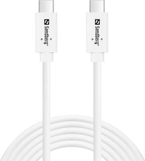 Kabelis Sandberg G2 136-54, USB-C male, 200 cm, balta krās., 100 W