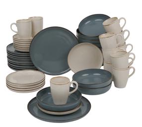 Pusdienu servīze Ambition Craft blue and beige, porcelāna, zila krās./brūna krās./dzeltena krās., 48 gab.
