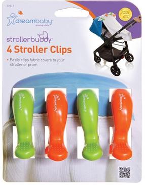 Ratiņu klipsis Dreambaby Strollerbuddy Clips F2217, zaļa krās./oranža krās.