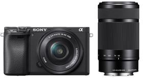 Sisteminis fotoaparatas Sony Alpha A6400 + 16-50mm OSS + 55-210mm OSS, juoda sp.