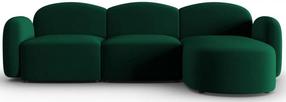 Kampinė sofa Micadoni Home Blair Velvet, tamsiai žalia sp., dešininė, 272 x 155 cm x 80 cm