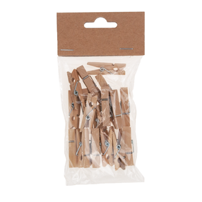 Veļas saspraudes TG70279, 2.5 cm, koks, 100 gab., brūna krās.