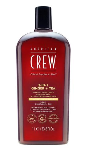 Гель для душа и шампунь American Crew 3-in-1 Ginger + Tea Shampoo, Conditioner and Shower Gel, 1000 мл