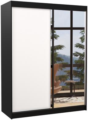 Skapis ADRK Jordi, balts krās./melns krās., 150 cm x 58 cm x 200 cm, ar spoguli
