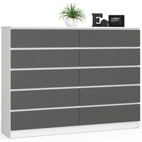 Kummut Akord K160, valge v./hall v., 121 cm x 160 cm x 40 cm
