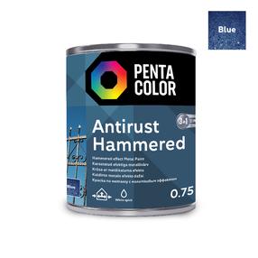 Краска-эмаль, универсальные Pentacolor Anti Rust Hammered, блестящий, 0.75 l, синий цв.