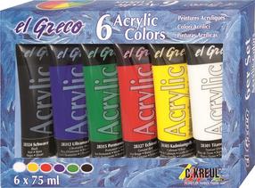 Värv akrüül Kreul 28260, 450 ml, 6 värv., 6 tk