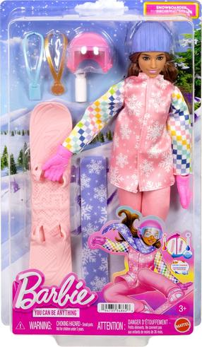Lėlė su priedais Mattel Barbie You Can Be Anything Snowboarder JKF78, 29 cm, rožinė sp.