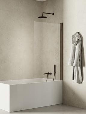 Vonios sienelė Magnifity Fonta, 90 cm x 140 cm, skaidri sp./metalinė juoda sp./skaidrus