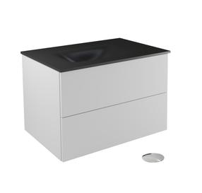 Vonios spintelė su praustuvu Besco Akya Classic, balta sp./juoda sp./chromo sp., 52.5 cm x 66 cm x 50.7 cm