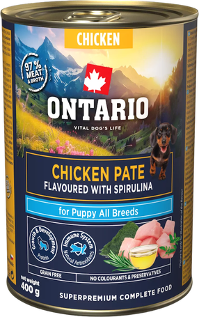 Mitrā barība (konservi) suņiem Ontario Monoprotein Puppy, vistas gaļa, 0.4 kg