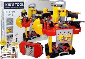 Bērnu darbarīku komplekts, rokdarbnieka galds Lean Toys Happy Time, sarkana krās./dzeltena krās.