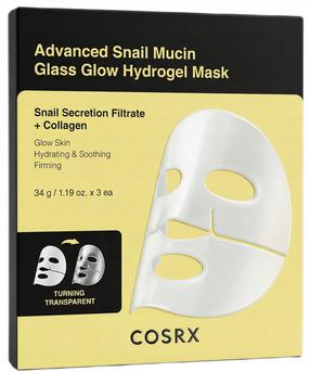 Veido kaukė, rinkinys Cosrx Advanced Snail Mucin Glass Glow Hydrogel, 34 g, 3 vnt.