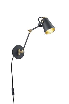 Lampa sienas Trio Edward 208870132, E14, 1 x 40 W, zelta krās./melna krās. / melna krās.