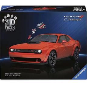 3D dėlionė Ravensburger Iconics Dodge Challenger, 25.9 cm x 11.3 cm, 167 vnt., raudona sp.