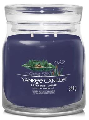Svece, aromātiskā Yankee Candle Signature Lakefront Lodge, 35 - 50 h, 368 g, zila krās.