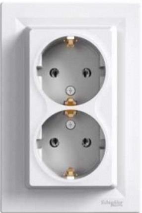 Pistikupesa 2-ne Schneider Electric Asfora EPH9900121, maandusega, valge v.