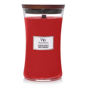 Svece, aromātiskā WoodWick Crimson Berries, 120 h, 609.5 g, sarkana krās.