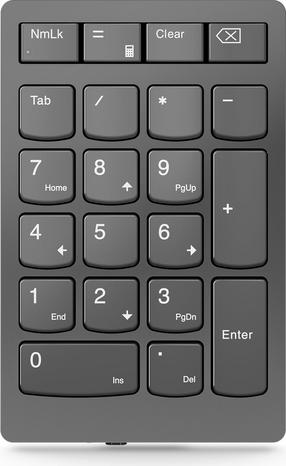 Bezvadu datora tastatūra Lenovo Go wireless Numeric Keypad, pelēka krās.