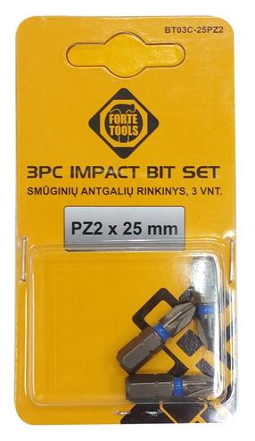 Smūginiai atsuktuvų antgaliai Forte Tools BT03C, PZ2, 25 mm