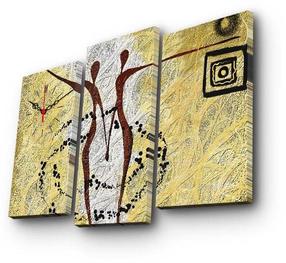 Laikrodis - paveikslas Wallity Canvas 3PATCS-24, geltona sp./smėlio sp., 66 cm x 45 cm
