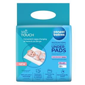 Ühekordne mähkimisalus Canpol Babies Soft Touch 78/009, 45 cm x 33 cm, 20 tk