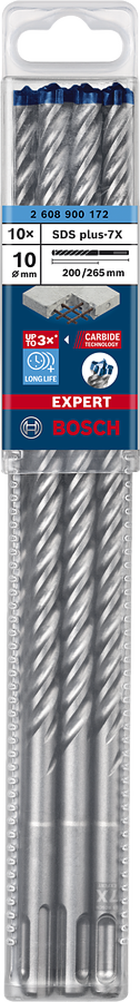 Grąžtų komplektas Bosch 7X 2608900172, betonui, sraigtinis, sds plus, 10 mm x 26.5 cm