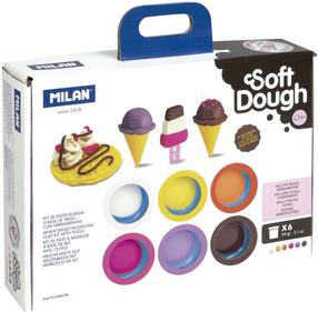 Plastilīna komplekts, ar piederumiem Milan Soft Dough Ice Cream And Waffles, brūna krās./balta krās./dzeltena krās.