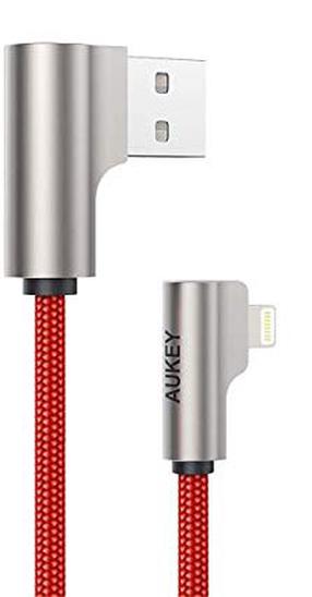 Vads Aukey Quick Charge Lightning-USB, USB/Apple Lightning, 200 cm, sarkana krās.