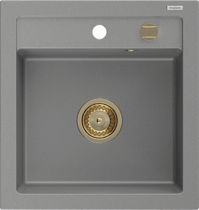 Virtuvinė plautuvė Mexen Vito Grey+Gold, granitas, 49 cm x 52 cm x 21 cm, aukso sp./pilka sp.