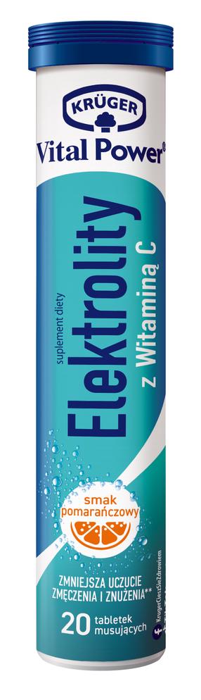 Toidulisand, elektrolüütide kompleks Kruger Vital Power, apelsini maitse, 86 g, 20 tk